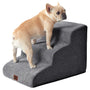 EHEYCIGA Hundetreppe für kleine Hunde, 3 Stufen, 40 cm, Grau – Schaumstofftreppe mit Fleece-Bezug für Sofa und Bett