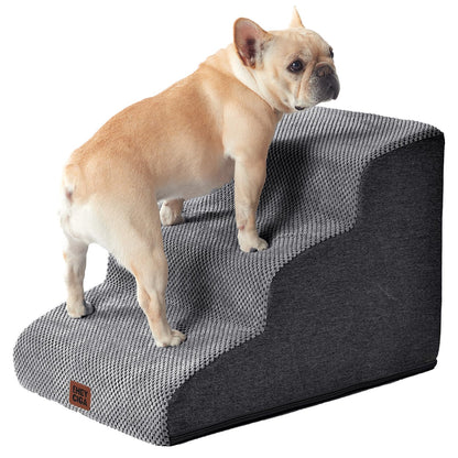EHEYCIGA Hundetreppe für kleine Hunde, 3 Stufen, 40 cm, Grau