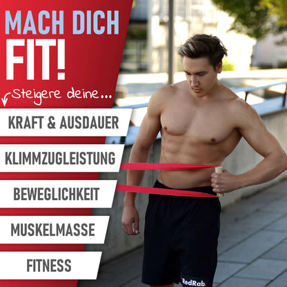 RED RAB Stoff Fitnessbänder – Reissfeste Widerstandsbänder Lang