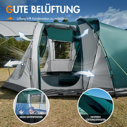 PORTAL 4Plus Familien Campingzelt - 5 Personen Tunnelzelt