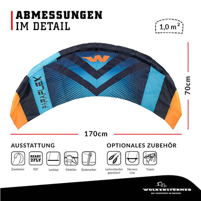Wolkenstürmer® Paraflex Sport 1.7 2-Leiner Lenkmatte – Türkis