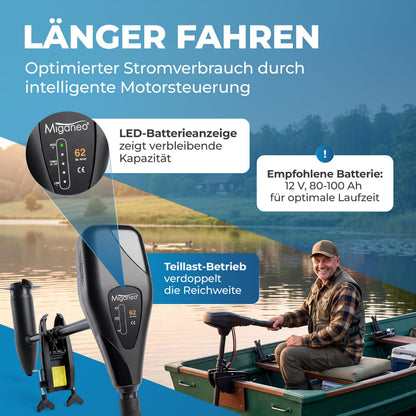 Miganeo Elektro-Aussenborder TRS 62 lbs Bootsmotor, 696 W, 12 V