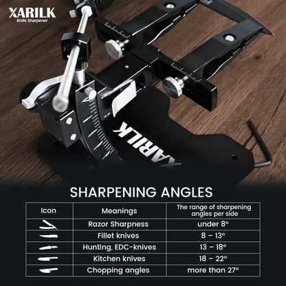XARILK Messerschärfer Kit Aluminium Profi - 3 Diamantplatten Silber