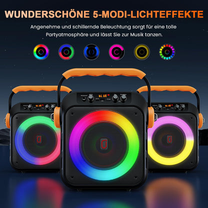 JYX MS80 Karaokemaschine mit 2 drahtlosen Mikrofonen, Bluetooth