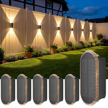 ELLASAY Solar Wandleuchte Aussen Up and Down, IP65, 6er-Pack – kabellose Solarleuchte mit Auf- und Abwärtslicht