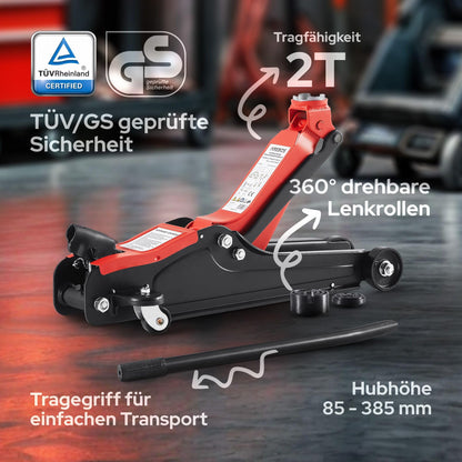 Arebos Hydraulischer Rangierwagenheber Flachheber – 2T PKW