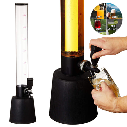 Cepewa Biersäule mit Zapfhahn, 3 Liter, Getränkespender, schwarz