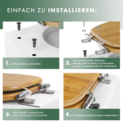 Benkstein WC-Deckel aus Bambus mit Absenkautomatik, antibakteriell