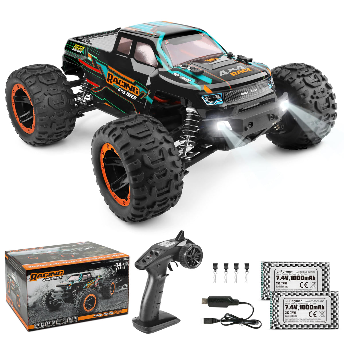 HAIBOXING RC Monster Truck 16889, 4WD, 1:16, 36 km/h, 2,4 GHz – ferngesteuertes Geländefahrzeug mit Allradantrieb
