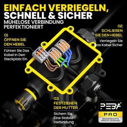 PEBA Abzweigdose IP68 wasserdicht, 3-Wege, Kabel 4-14 mm, 4 Stück
