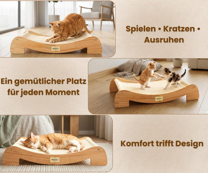 Mookie's Kratzbrett XL 67x42 cm – 2-in-1 Katzenliege aus Massivholz