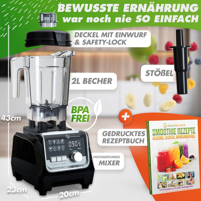 Nutrilovers NUTRI-BLENDER MAX+ Standmixer 2000 W mit 2L Tritan-Becher