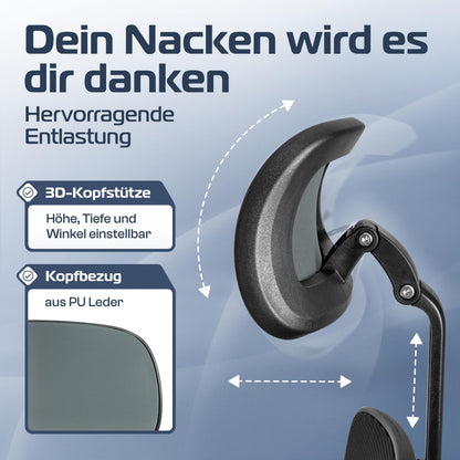 CLOUVOU CleverSeat Ergonomischer Bürostuhl mit 4D-Armlehnen, 150 kg