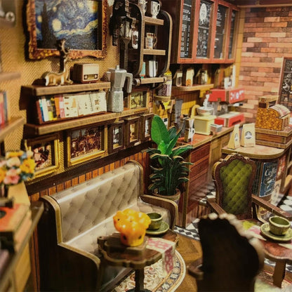 CUTEBEE Book Nook Kit Corner Coffee Shop – 3D Holzpuzzle mit LED