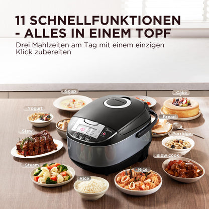 Midea Reiskocher Multifunktionsgerät - 5L Schwarz-Silber