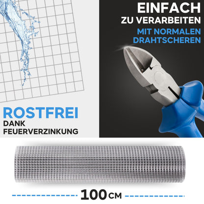 KrapTrap Volierendraht Drahtgitter verzinkt - 20m x 1m, 12x12mm