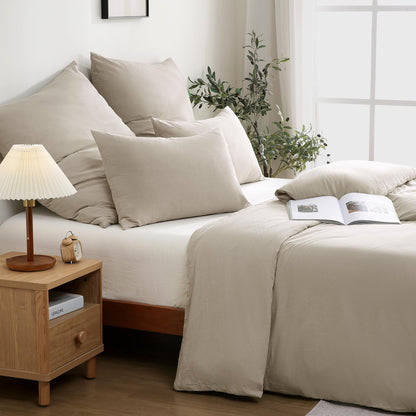 ATsense Bettwäsche 4teilig Baumwolle 135x200 cm Beige