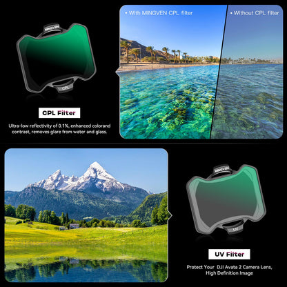 MINGVEN AT2 ND Filter Set für DJI Avata 2, 6er-Pack (UV, CPL)