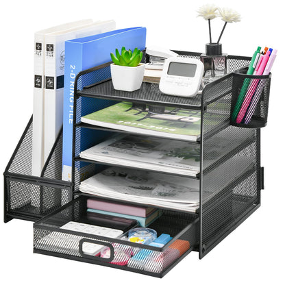 Marbrasse Schreibtisch Organizer mit Briefablage, 5 Ebenen, schwarz