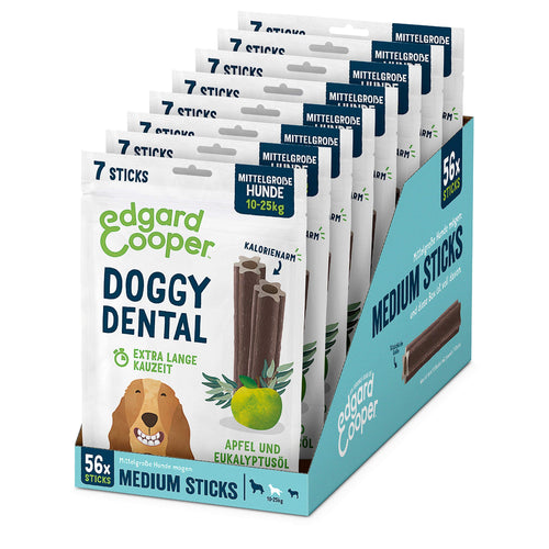 Edgard & Cooper Dental Sticks Hund Medium Eukalyptus Apfel 56 Stück, Kausticks zur täglichen Zahnpflege