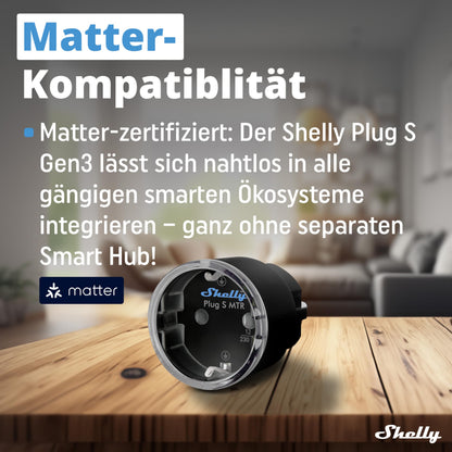 Shelly Plug S Gen3 WLAN-Steckdose mit Leistungsmessung, weiss, 3er-Set