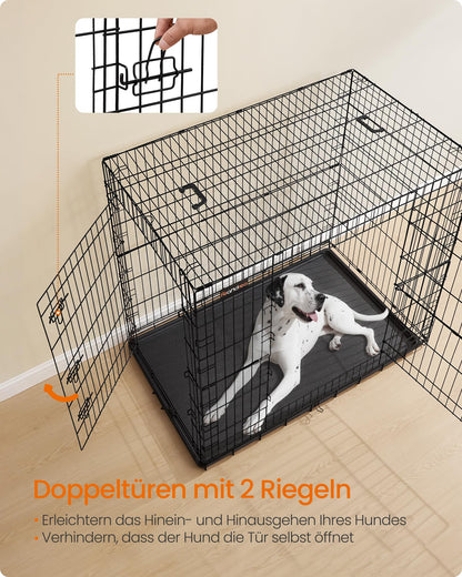 Feandrea Hundekäfig Klappbar – XXL Hoch 122 cm Schwarz PPD050B01
