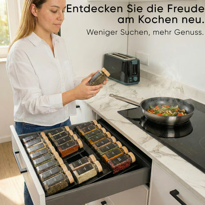Deco haus Gewürzregal Schublade mit 24 Gewürzgläsern, verstellbar