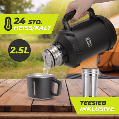 LEBENLANG Thermosflasche 2,5 L Edelstahl Isolierflasche mit Becher