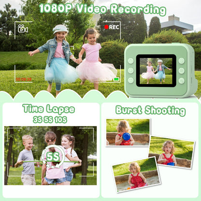 Hangrui H3 Sofortbildkamera für Kinder, 1080P, 32 GB, Grün