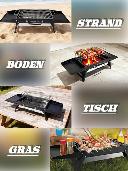 Charmline Holzkohlegrill CL-PGL, faltbarer Campinggrill, schwarz