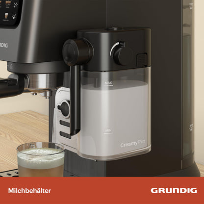 GRUNDIG KSM 5330 Siebträgermaschine mit Milchsystem Dark Inox/Schwarz
