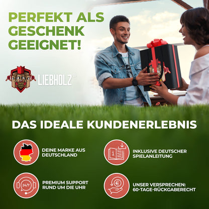 Liebholz Kubb Wikinger Wurfspiel aus FSC Gummibaumholz, Grösse L