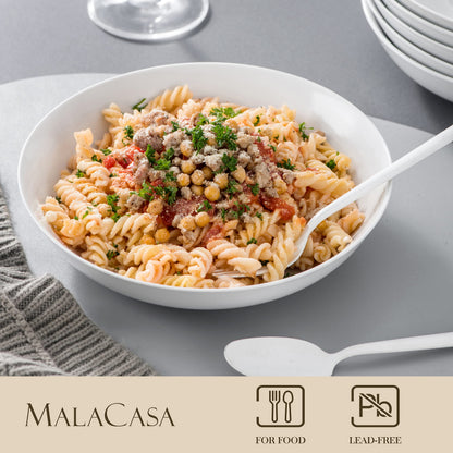 MALACASA Regular Pastateller Set 6-teilig, Porzellan, cremeweiss