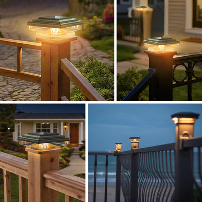 kefflum Solar Pfostenkappen Licht 4er Set LED Zaunpfosten IP65