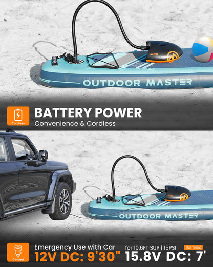 OutdoorMaster Shark 2S Elektrische SUP Pumpe mit Akku, 20 PSI