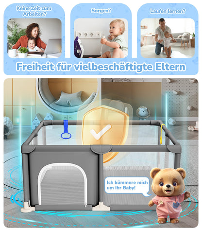 Dripex Laufstall Laufgitter Baby 124x124cm - Dunkelgrau