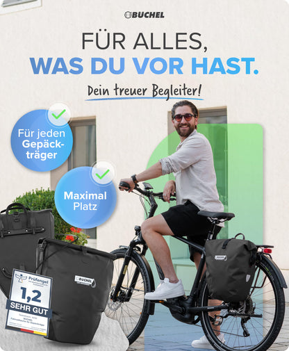 Büchel Fahrradtasche für Gepäckträger, 2er Set, 25.4 L, wasserdicht