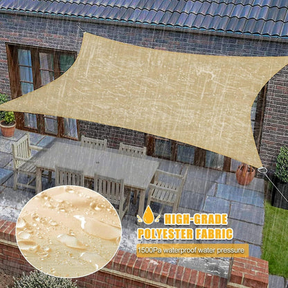 ABIUBIU Sonnensegel 3x4 m wasserdicht mit LED-Solar-Lichterkette beige