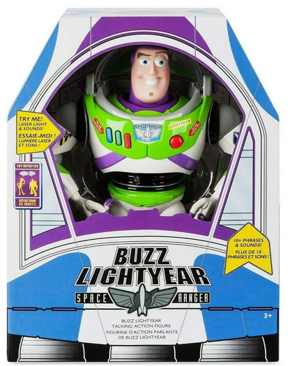 Disney Pixar Toy Story Buzz Lightyear Actionfigur – Erweitert Sprechend. Weiße, grüne, gelenkige Spielfigur. Spricht Sätze zum Spielen.