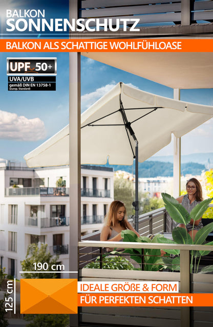4smile SunnyShade Balkon-Sonnenschirm Set, rechteckig, Beige, UPF 50+