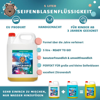 Bubble Brothers Riesenseifenblasen-Set 6-teilig mit 3 Stäben