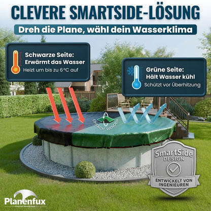 Planenfux Poolabdeckung rund 550 cm - 2-in-1 Solar & Winterplane