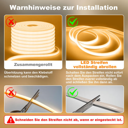 Gliztech COB LED Streifen 20 m, IP67 wasserdicht, 2700K warmweiss