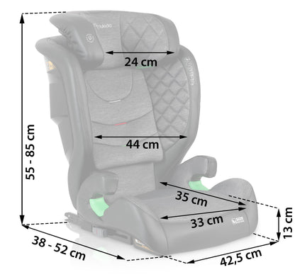 Nukido Louis Kinderautositz - ISOFIX 15-36 kg Dunkelgrau