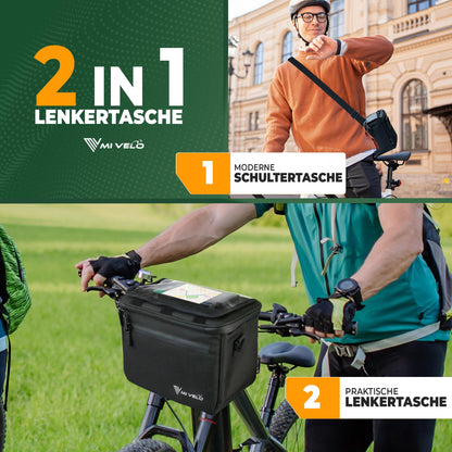 MIVELO Lenkertasche Fahrrad, KLICKfix-kompatibel, 7 l, schwarz