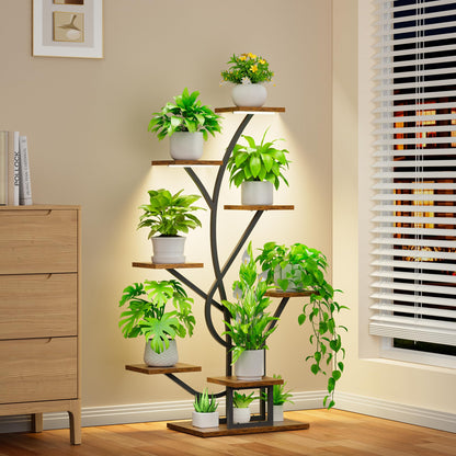 BACEKOLL Pflanzenregal mit Wachstumslicht, 8 Ebenen, 126 cm, Schwarz