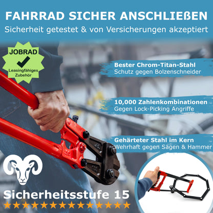 Widder Nero Faltschloss 120 cm, Zahlenschloss, Titan-Stahl Level 15