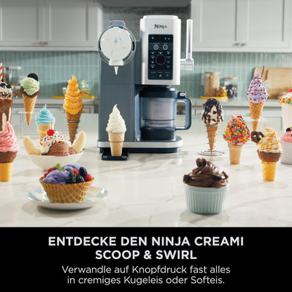 Ninja CREAMi Scoop & Swirl Eismaschine NC701EU Platinsilber