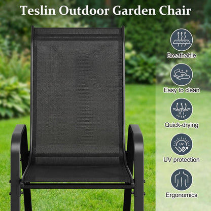 LIFERUN Gartenstuhl Hochlehner, stapelbar, 4er-Set, schwarz