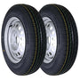 The Drive Komplettrad 145/80R13 M+S - 2x Anhänger 4x100. Schwarzer Reifen auf silberner Felge für Anhänger.